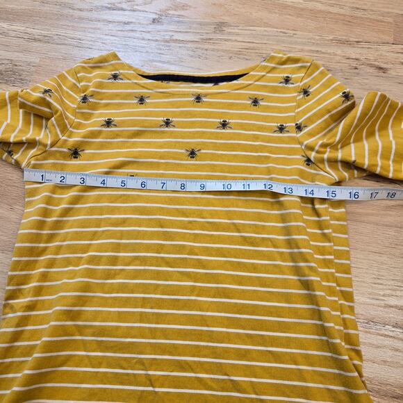 Joules Harbour Print Boat Neck Mustard Yellow Bee Stripe Long Sleeve Shirt US 4 - Picture 9 of 10
